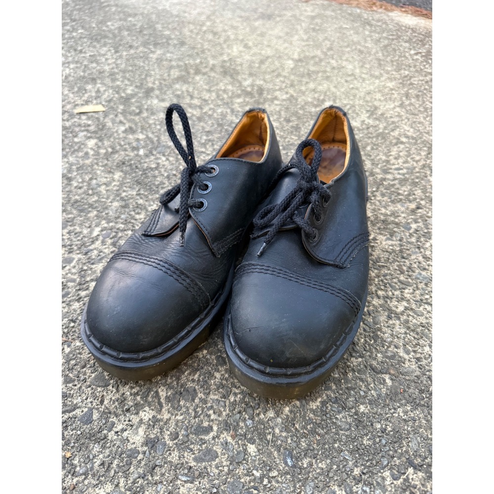 Dr. Martens Made in England Black Leather Cap Toe Platform Oxfords Size 7